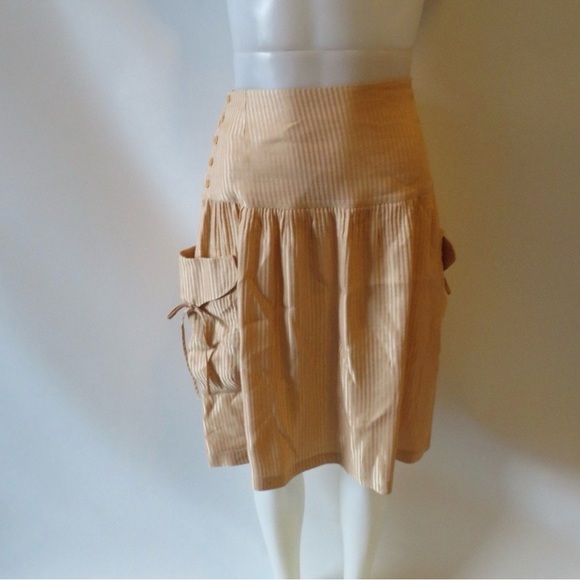 WOMENS MULBERRY PEACH LINEN SILK STRIPED SKIRT SIZE 6 - Picture 4 of 11